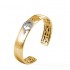 18K Solid Gold Natural White Diamond United Love Hammered Bracelet Cuff