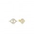 18K Solid Gold Natural White Diamond United Love Stud Earrings