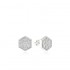 Sterling Silver Natural White Diamond Hexagon Earrings