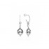 Sterling Silver White & Black Sapphire Hoop Dangle Earrings