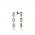 18K Solid Gold and Black Silver White Sapphire Short Chain Earrings