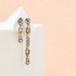 18K Solid Gold and Black Silver White Sapphire Long Line Earrings