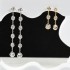 18K Solid Gold White Sapphire Long Swing Earrings