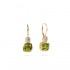 14K Solid Gold Natural White Diamond Peridot Dangle Earrings