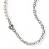 Sterling Silver Natural White and Black Diamond  Pearl Necklace