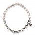 Sterling Silver and Black Silver White Sapphire Pearl Necklace