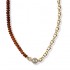 18K Solid Gold Red Hessonite Natural White Diamond Necklace