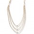 14K Solid Gold White Sapphire Layered Bib Necklace