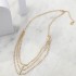 14K Solid Gold White Sapphire Layered Bib Necklace