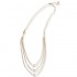 14K Solid Gold White Sapphire Layered Bib Necklace