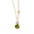 14K Solid Gold Natural White Diamond Peridot Dangle Necklace