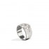 Sterling Silver Natural White Diamond Hammered Band Ring