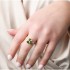 14K Solid Gold Natural White Diamond Peridot Dangle Ring