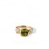 14K Solid Gold Natural White Diamond Peridot Dangle Ring