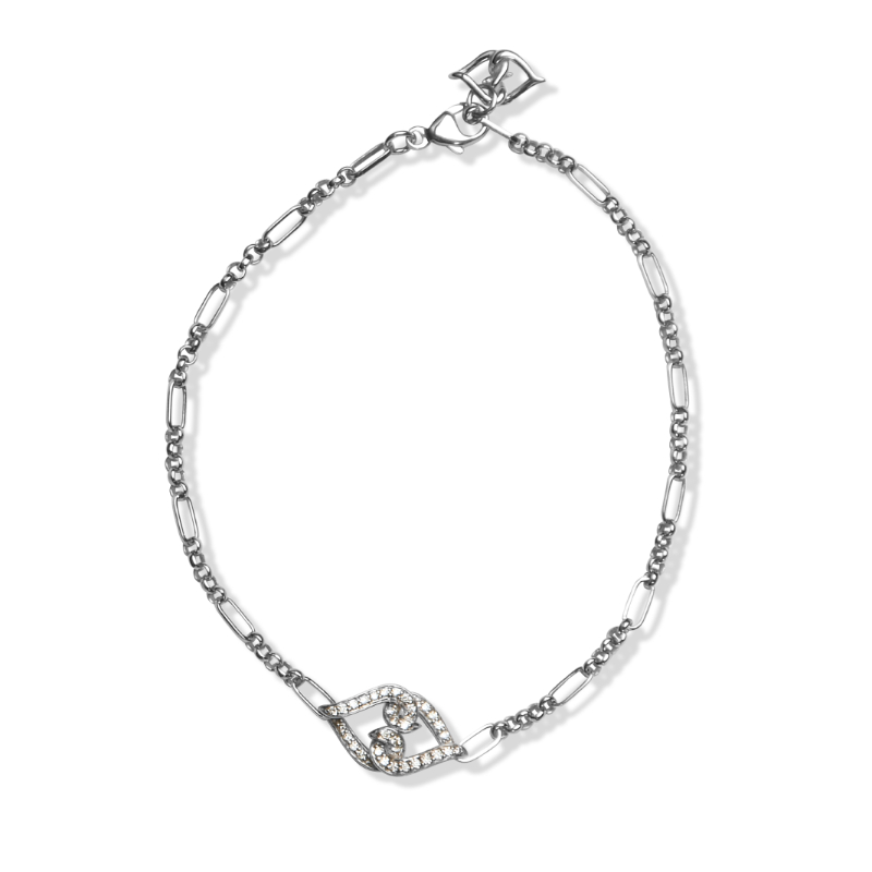 Sterling Silver Natural White Diamond Always Love Link Bracelet