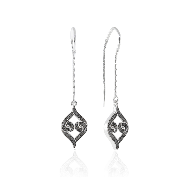 Sterling Silver Black Diamond Threader Earrings