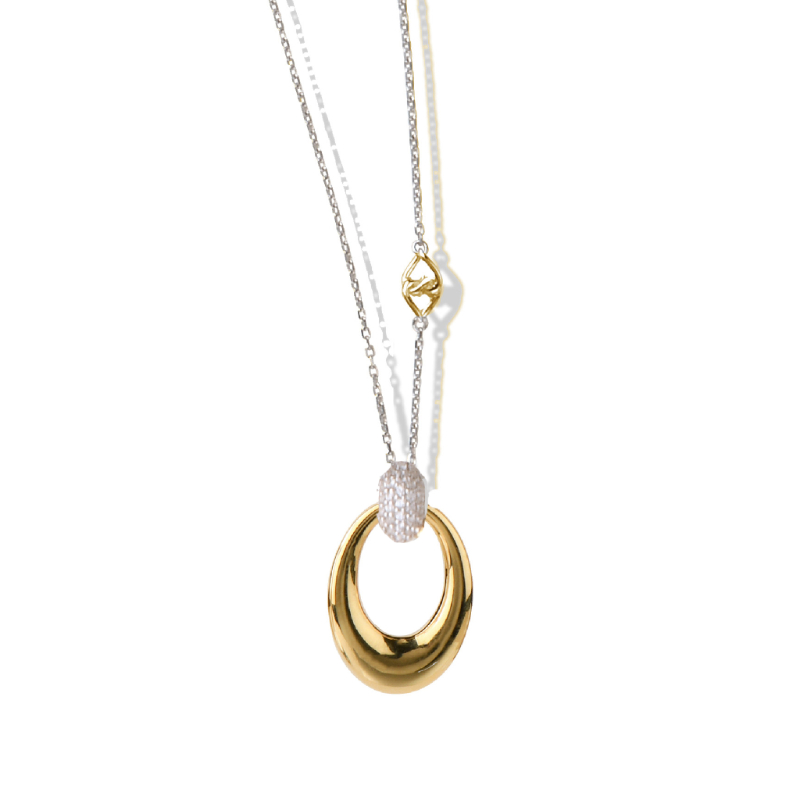 18K Solid Gold Sterling Silver White Sapphire Knocker Necklace