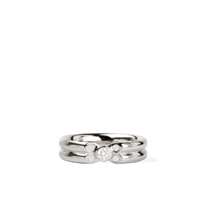 Sterling Silver Natural White Diamond Five Stone Band Ring